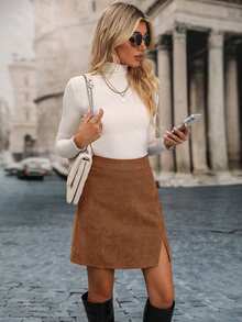 EMERY ROSE Women's Solid Color Casual Versatile Daily Skirt - Multicolor - View 6