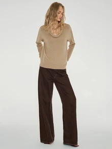 ATUI Studio Women's Solid Color Casual Daily Long Sleeve Sweater - Brown - View 6