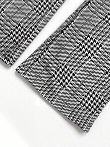 SHEIN Clasi 四季通用優雅通勤商務格紋彈性長褲，百搭款 - 黑與白 - 查看 7