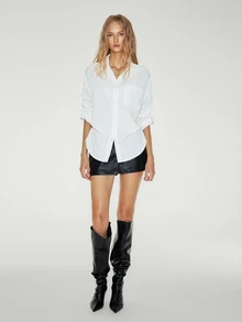 ATUI Studio Lazy Loose French Niche Shirt Minimalist Versatile Vintage Hong Kong Style Blouse Women Spring Autumn Korean Version Long Sleeve Top - White - View 6