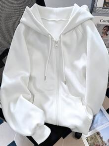 Resyla Autumn/Winter Casual Versatile Solid Color Zip-Up Sweatshirt - Multicolor - View 1