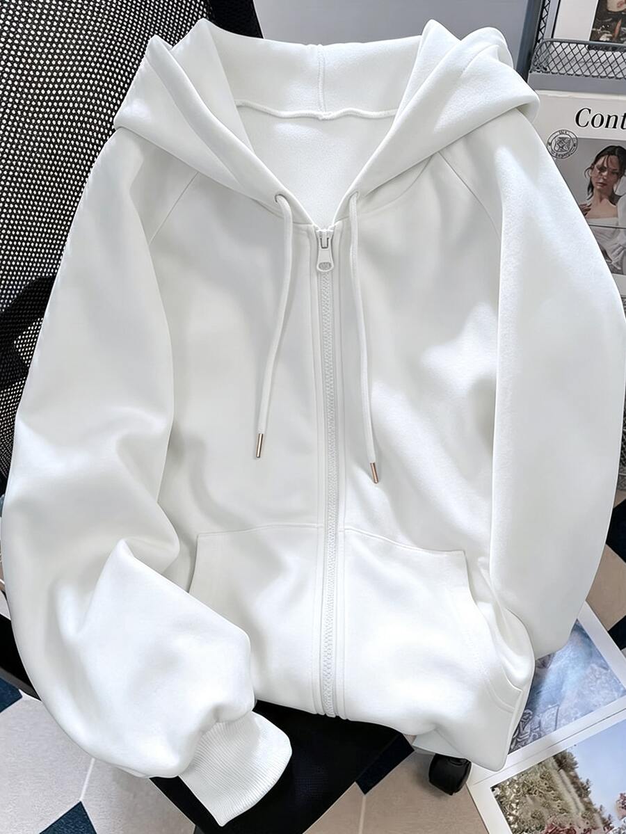 Resyla Autumn/Winter Casual Versatile Solid Color Zip-Up Sweatshirt - Multicolor - View 1
