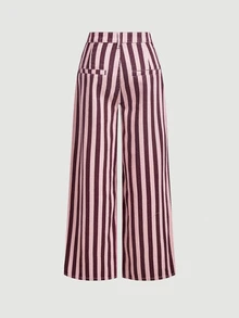 Selenza Women's Pocket Design Striped Straight Leg Loose Casual Denim Jeans - Red Violet - View 6