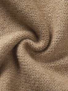 SHEIN Cardigan Rajut Panjang Leher Bulat Musim Gugur/Musim Dingin, Mantel Sweater Longgar Lengan Lentera dengan Kancing Depan - Khaki - View 6