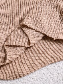 Girls' Autumn/Winter Fashion Handmade Beaded Heavy Craft Twisted Rope A-Line Long Sleeve Dress - Camel - View 8