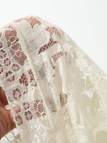 Dazy Plus Romantisk semesterstil spets halvt genomskinlig sexig vår sommar höst loungewear-morgonrock - Beige - Visa 3