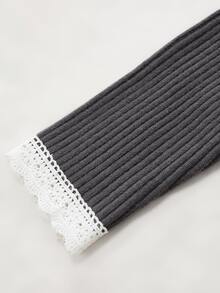 Balvessa Setelan Dua Potong Gaun Rajut Bertekstur Ribbed Abu-abu Gelap Model V-Neck Kancing Mutiara untuk Wanita Musim Semi/Gugur/Dingin, Elegan dan Bergaya Vintage Dewasa - Dark Grey - View 7