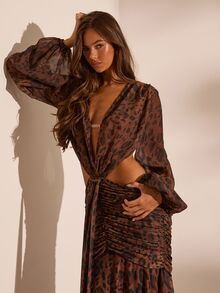 Opulessa Women's Fashion Sexy Leopard Print Backless Dress - Brown - View 6