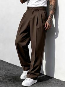 Manfinity Homme Quần tây nam size lớn màu nâu thời trang đa năng - màu nâu - Xem 3