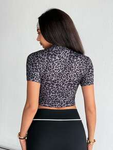 Dewbera Dewbera Women's Casual Sports Top With Leopard Print Pattern, Suitable For Fitness, Yoga And Other Sports Occasions - Multicolor - View 2