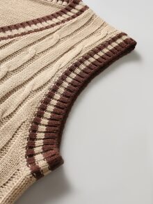 NEOSTRIT Men's Contrast Trim Knit Vest - Khaki - View 5