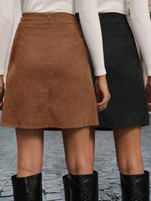 EMERY ROSE Women's Solid Color Casual Versatile Daily Skirt - Multicolor - View 2