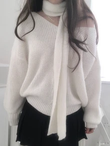 DAZY Women's V-Neck Long Sleeve Solid Color Autumn/Winter Sweater - Apricot - View 5