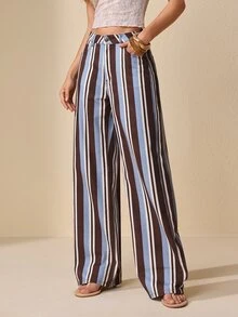 Selenza Celana Jeans Denim Kasual Longgar Potongan Lurus Motif Garis-garis untuk Wanita - MultiWarna - View 6