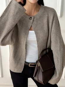 DAZY Women's Casual Versatile Cardigan, Autumn/Winter - Apricot - View 5