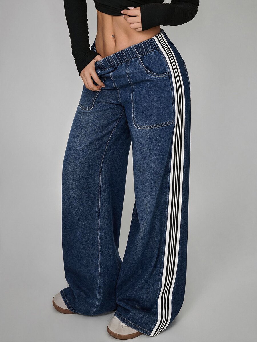 Jeanoix Plus Size Women's Casual Versatile Daily Wear Denim Jeans With Pockets - Blue - View 1