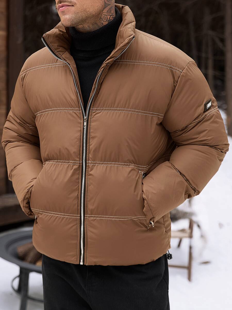 Manfinity CasualCool Men's Short Thick Jacket, Suitable For Cold Winter Weather - Camel - View 1