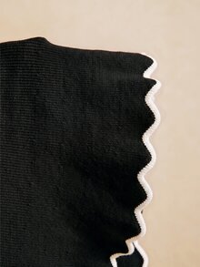 Poéselle Women's Trimmed Single-Breasted Casual Versatile Knit Vest - Black - View 7