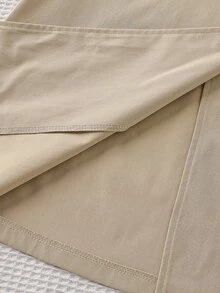 SHEIN 1件女款時尚新款卡其色編織雙排扣收腰長版大衣，適合春季、秋季、冬季，戶外、旅行、街頭風、休閒、通勤 - 卡其色 - 查看 7