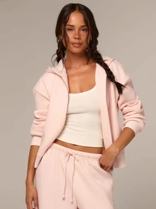 Athîral Women's  Light Pink Casual Zip-Up Hoodie Sweatpants 2pc Set For Autumn,Soft Comfortable,Casual 2 Pieces Set,Going Out Lounge,Back To School,Christmas - Pink - View 5