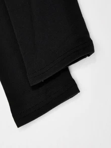 SHEIN 女童 2件組休閒簡約馬刺繡長袖修身T恤，秋季穿搭上衣，秋季 - 黑色 - 查看 6