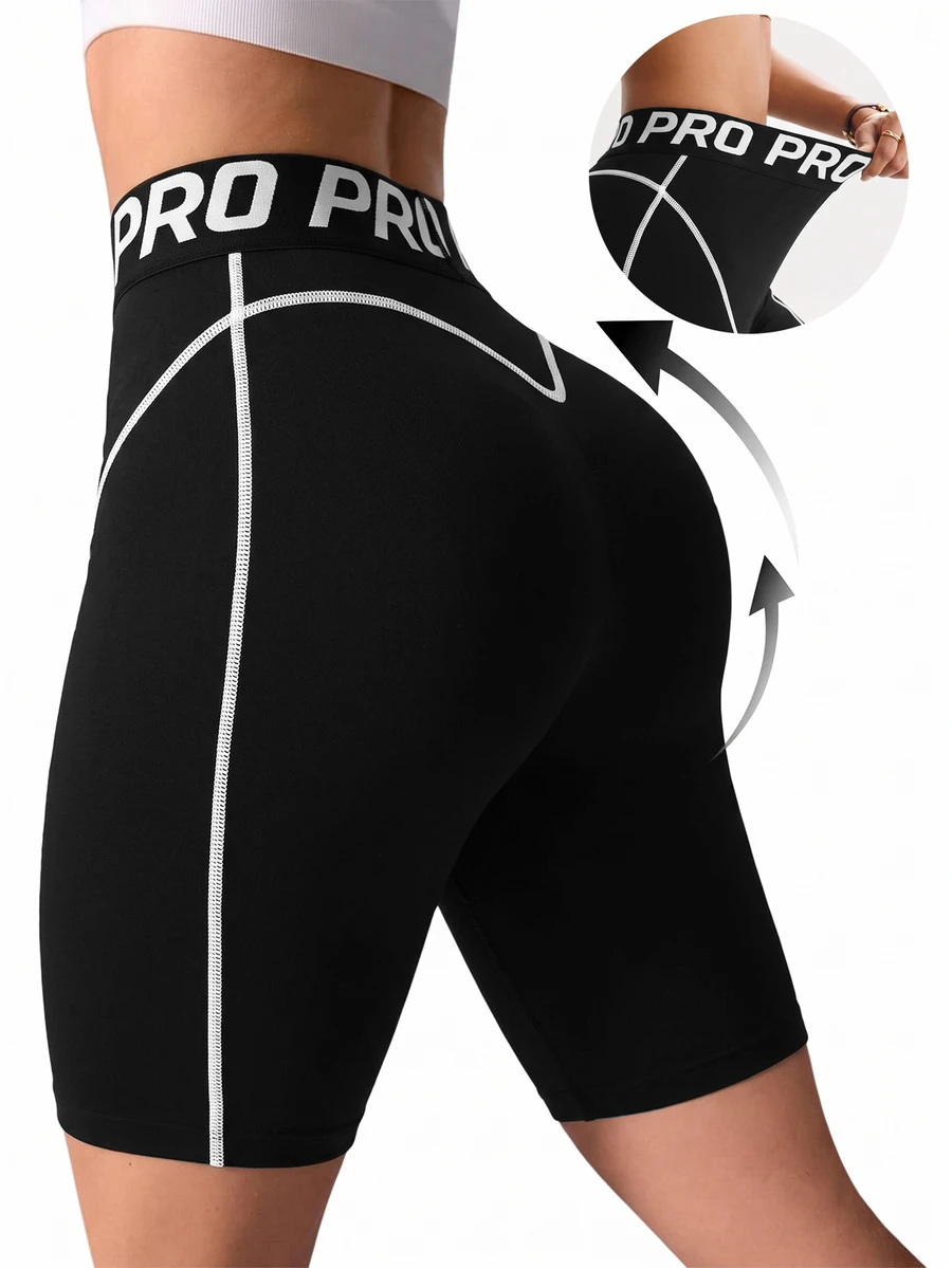 Easithlete Women's Yoga Fitness Sports Shorts - Black - View 1