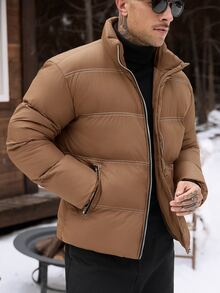 Manfinity CasualCool Men's Short Thick Jacket, Suitable For Cold Winter Weather - Camel - View 6