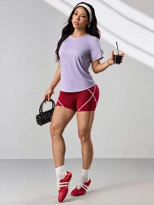 SHEIN Velisys Women's Sports Mesh Back T-Shirt - Multicolor - View 3