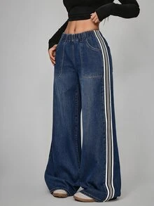 Jeanoix Plus Size Women's Casual Versatile Daily Wear Denim Jeans With Pockets - Blue - View 3