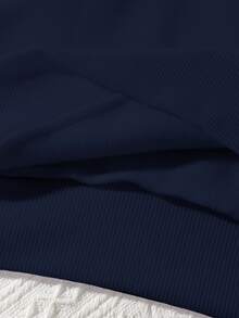 EMERY ROSE Plus Size Women's Solid Color Casual Hoodie Sweatshirt, Autumn/Winter - Navy Blue - View 4