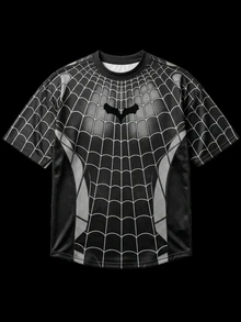 GymBeat Kaos Olahraga Kasual Pria Motif Kelelawar untuk Perjalanan Sehari-hari - Hitam - View 3