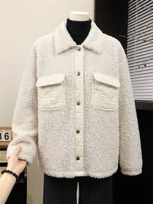 FRIFUL Middle-Aged And Elderly Women's Autumn/Winter Casual Matrix Versatile Warm Jacket Formal Party White - Apricot - View 7
