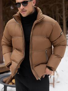 Manfinity CasualCool Men's Short Thick Jacket, Suitable For Cold Winter Weather - Camel - View 1