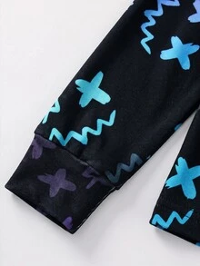 SHEIN 青少年男孩霓虹遊戲機圖案圓領長袖褲子休閒舒適修身居家睡衣套裝 2件組 - 彩色 - 查看 6