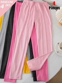 Girls' Simple Fashion Sweet Print Pattern 4pcs/Set Long Leggings - Multicolor - View 5