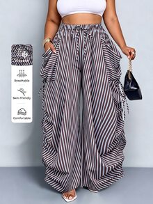 SOLERSUN Celana Panjang Wanita Putih Kasual Gaya Boho dengan Tali Serut, Potongan Longgar, Desain Saku Serbaguna, Cocok untuk Perjalanan Musim Gugur, Acara Formal, dan Liburan Musim Gugur - Coklat - View 1