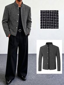 HUEFORM Men's Autumn Fashion Overcoat Tweed Fabric In A Refined Style Old Money Boyfriend/Husband Gift, Anniversary /Birthday Gift Party Christmas - Black - View 1