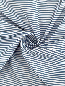 Elaquor Plus Size Autumn Casual Striped Wrap Shirt - Blue and White - View 7