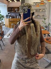 DAZY Women's Solid Color Fashion Versatile Winter Faux Fur Coat - Brown - View 3