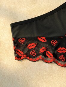 Bare Chapter 1pc Fashion Lace Patchwork Plus Size Panties - Black - View 3