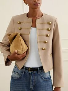 Lilora Women's Autumn Casual Vintage Double-Breasted Jacket - Khaki - View 1