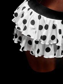 Amplova Women's Polka Dot Bra & Skirt 2 Pieces Set Halloween - Black and White - View 9