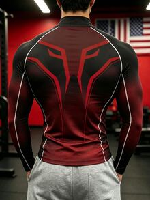 GymBeat Men's Contrast Color Raglan Long Sleeve Slim Fit Sports T-Shirt - Multicolor - View 2