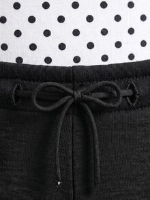 SHEIN Teen Girl Teen Girls Grey Knit Drawstring Casual Long Pants - Black and White - View 7