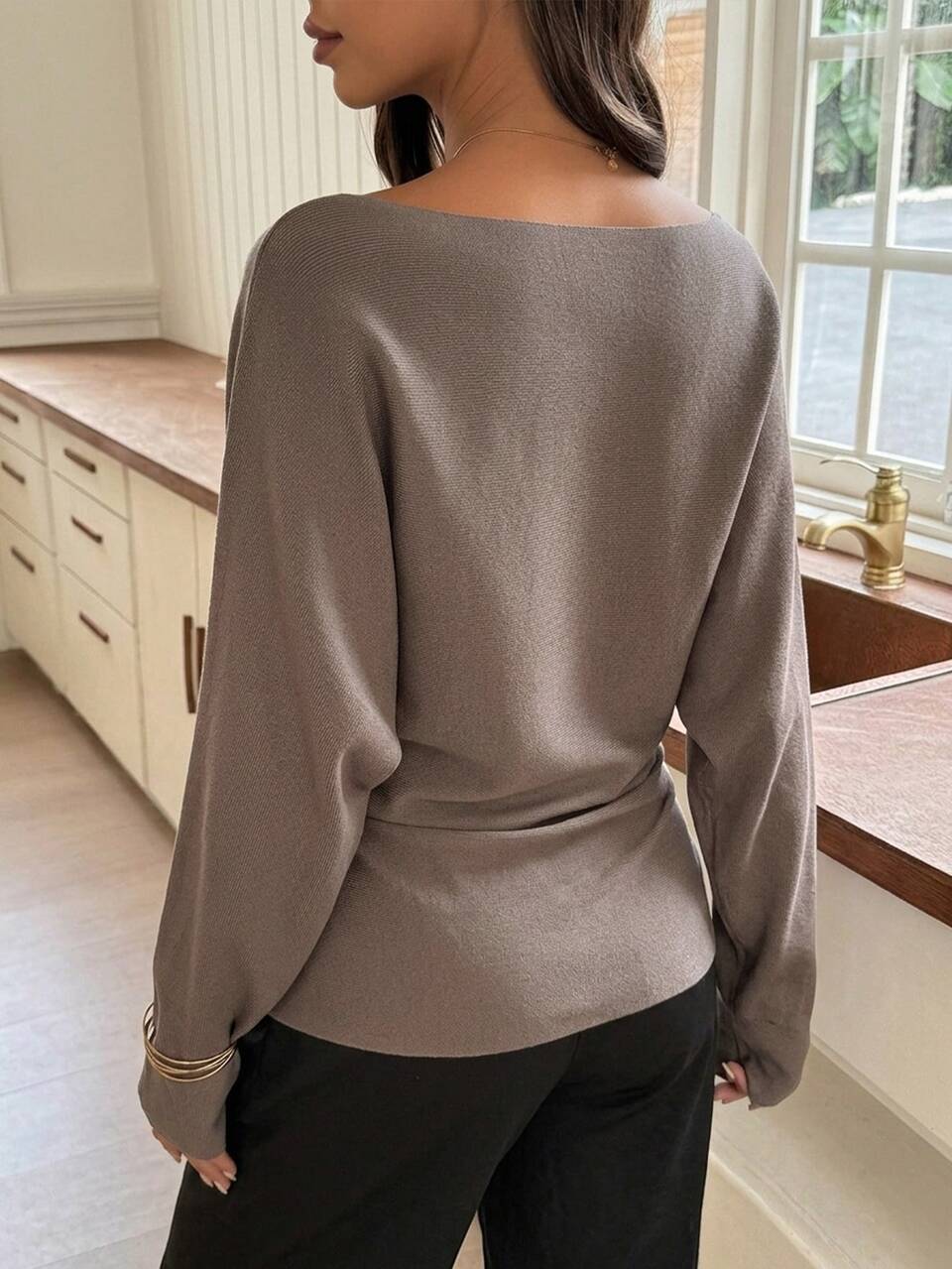 Loose Solid Color Casual Long Sleeve Daily Wear Early Autumn Maternity Sweater