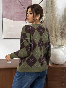 SHEIN Frenchy كنزة صوفية نسائية مقاس كبير برقبة دائرية وتصميم جانبي مهترئ فضفاضة وكاجوال ومريحة - متعدد الألوان - مشاهدة 5