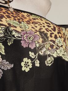 SHEIN ICON 女款大尺碼花卉豹紋單肩不對稱下擺上衣 - 彩色 - 查看 7