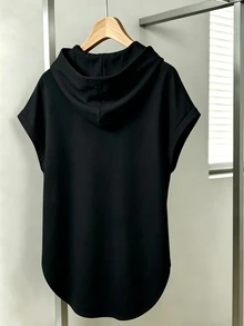 Franclia Plus Size Summer Casual Solid Color Hooded T-Shirt - Multicolor - View 2
