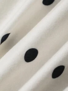 Dazy Maternity Polka Dot Elastic Top With Ruched Tie-Up Patchwork Long Sleeve Casual Vacation Korean Style Spring Autumn Maternity T-Shirt - White - View 7