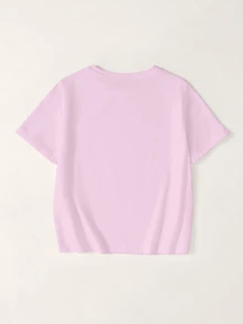 LOONEY TUNES X SHEIN 青少年女孩圓領短袖休閒百搭T恤 - 白色 - 查看 2